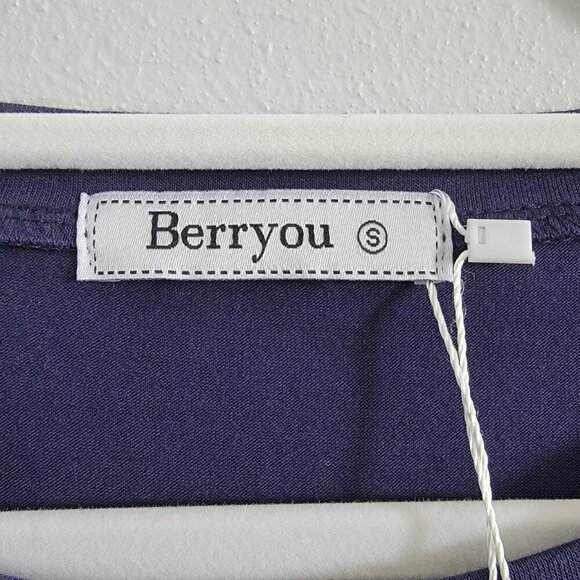 NWT Blue Berryou Short Sleeve Pocket Ruffle Swing Casual Shift Dress Size Small - Picture 11 of 16